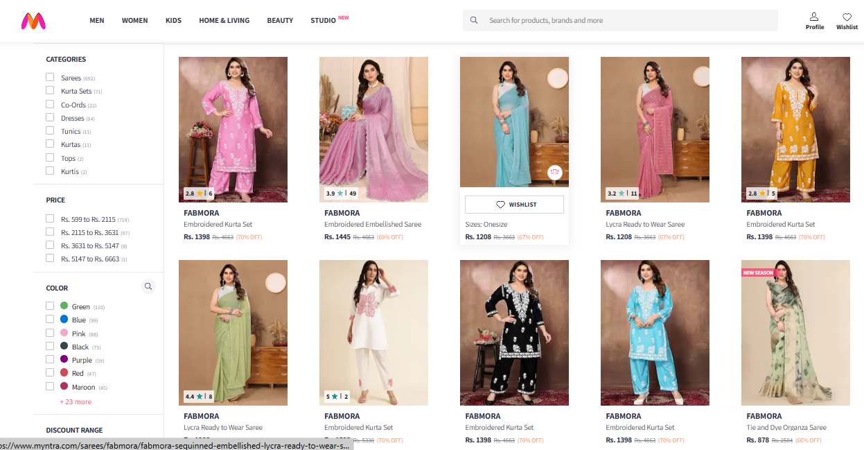 myntra onboarding 36 myntra onboarding Brand- Fabmora